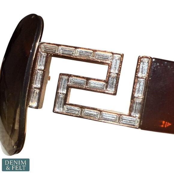 Versace 2072-B 1052/13 Shield Sunglasses Brown Gold Greca Logo Italy 120mm - Picture 6 of 15